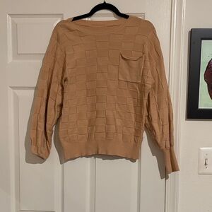 Tan Checkered Sweater